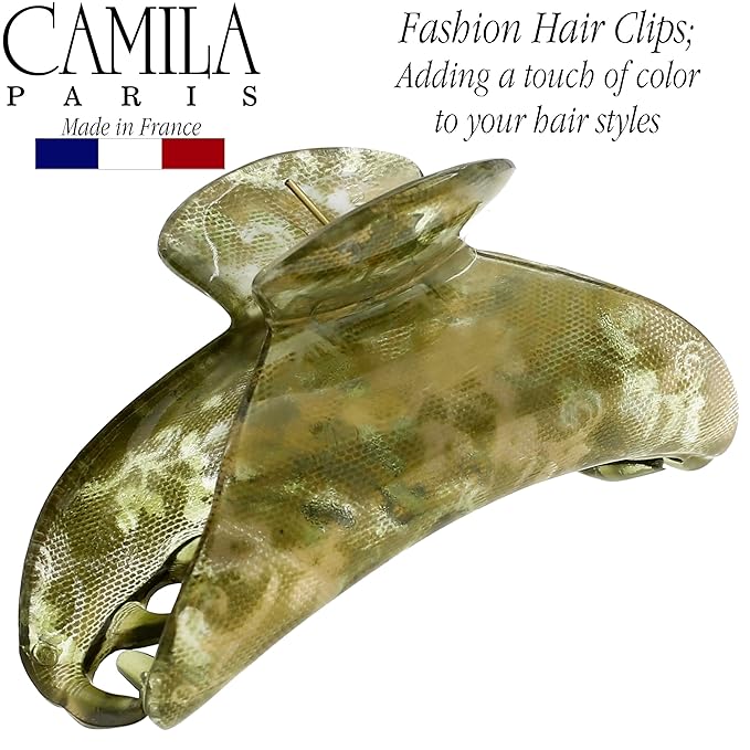Camila Paris CP3424 French Hair Clips for Women, 3.75" Large Claw Clip Strong Hold All Day, No Damage No Slip Claw Clips for Thick Curly Wavy Fine Straight Hair, Jaw Clip Made in France