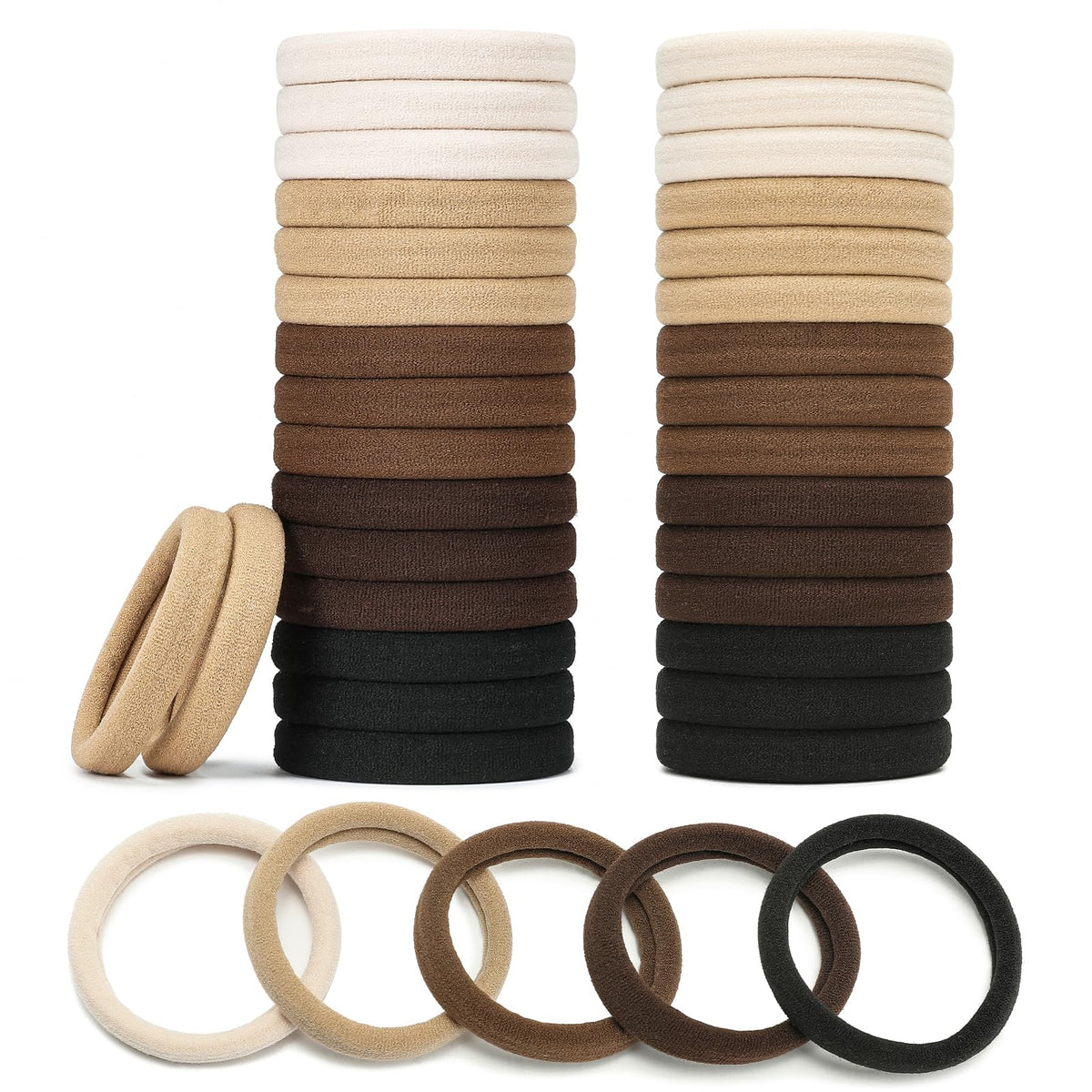Mia Klein Hair Ties Black 100Count Extra Thick 5CM, Bulk Elastic Hair Bands for Thick Heavy Hair, Seamless Hair Accessories for Girls Women, Ponytail Holder (Black)