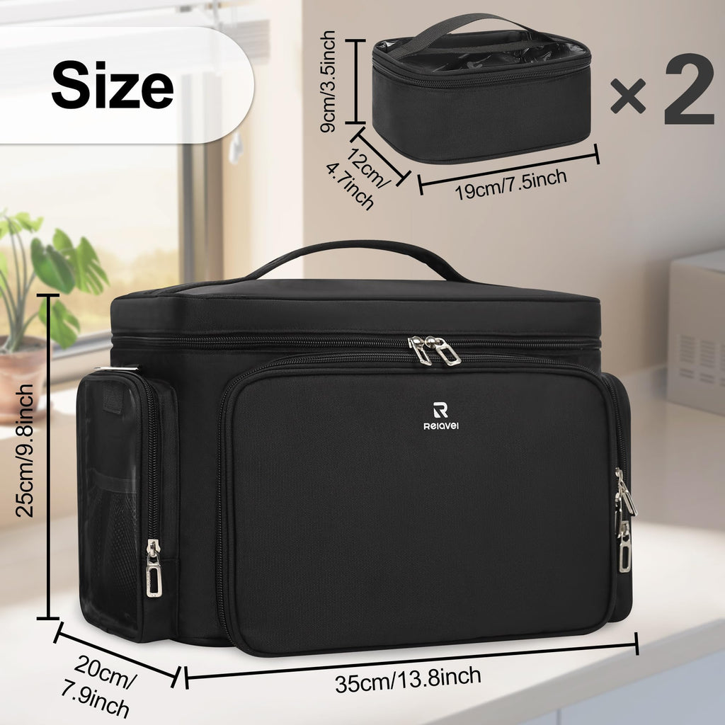 TANTO Large Makeup Organizer Bag, Professional Makeup Artist Bag Portable Travel Makeup Organizer with Detachable Dividers, 2 Pouches & Shoulder Strap, Cosmetic Storage for Beauty Enthusiasts