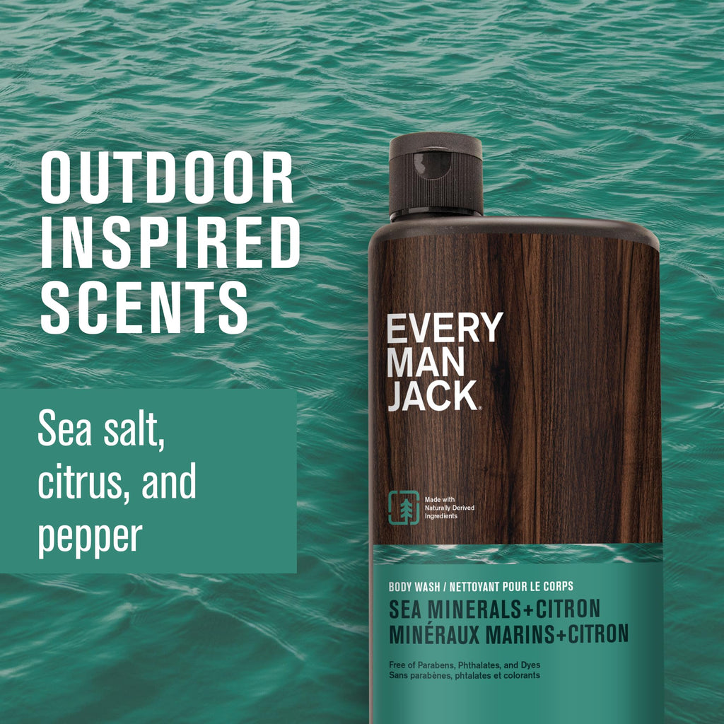 Every Man Jack Hydrating Body Wash for Men, Sea Minerals Citron, 2pk