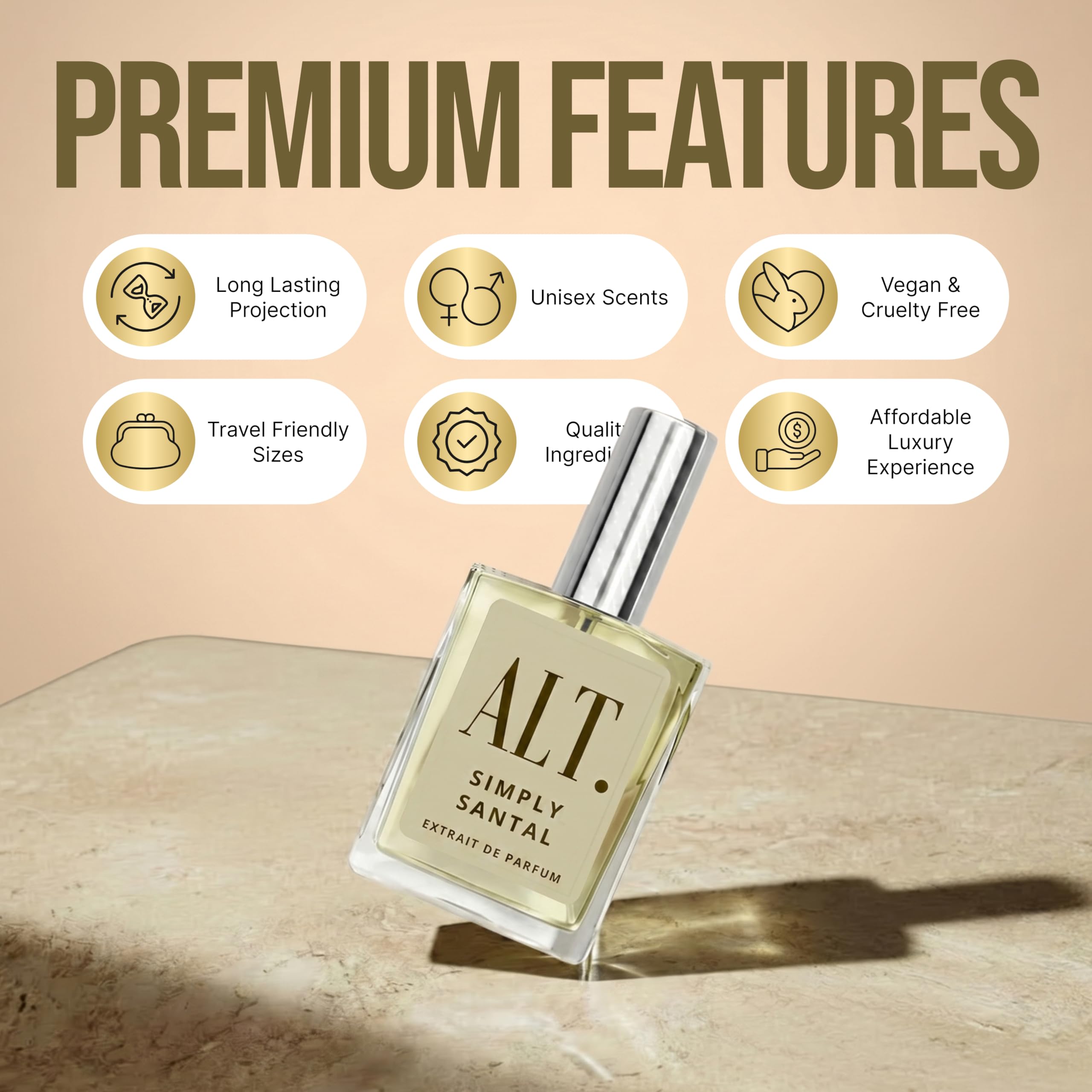 ALT. FRAGRANCES Simply Santal - Inspired by Sant. 33 Perfume, Unisex Perfume, Extrait de Parfum, Long Lasting Fragrance, Sandalwood Leather Scent, 60ml