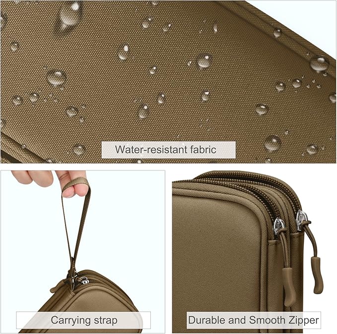 FYY Electronic Organizer, Travel Tech Pouch Bag, Cable Organizer Brown