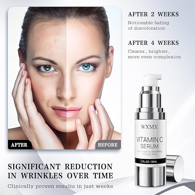 Super Vitamin C Serum for Face: All-in-One Hydrating Anti-Aging Formula by Vitamin C, Hyaluronic Acid, Caffeine-Firming, Lifting, Targets Dark Spots, Wrinkles, Vitamin c face serum, 1 fl oz