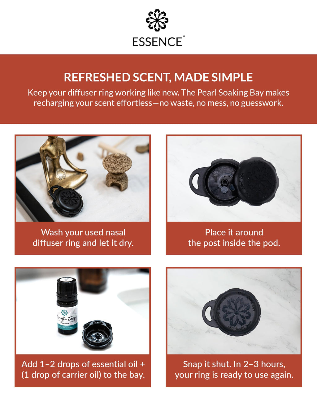 Essence Pearl Travel Case | Frankincense Essential Oil | Aromatherapy Nasal Diffuser & Essential Oil Carrying Case | Grounding Frankincense Scent | Travel-Friendly Kit | Black Pod