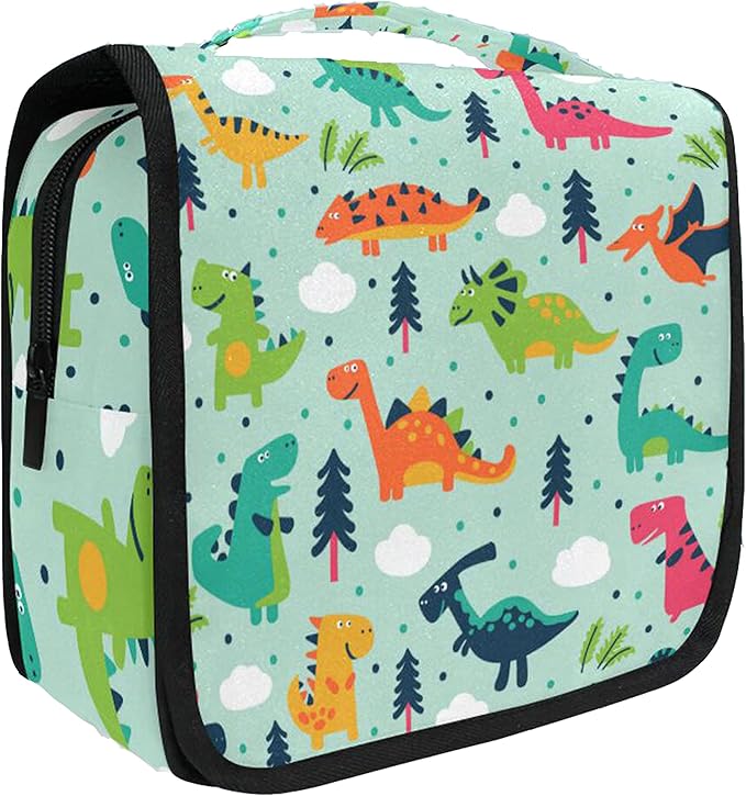 senya Hanging Travel Toiletry Bag Dinosaur Kit Makeup Case Cosmetics Organizer for Men Women