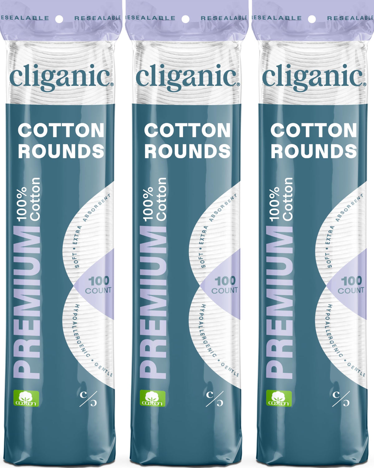 Cliganic Premium Cotton Rounds for Face, Makeup Remover Pads, 600 Count