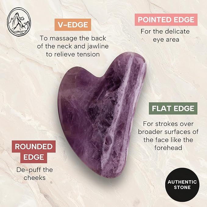Mount Lai -The Amethyst Gua Sha Facial Lifting Tool | Face Sculpting Tool for Skin Care | Guasha Tool for Face and Body | Facial Massage Tools to Relieve Muscle Tension and Reduce Puffiness