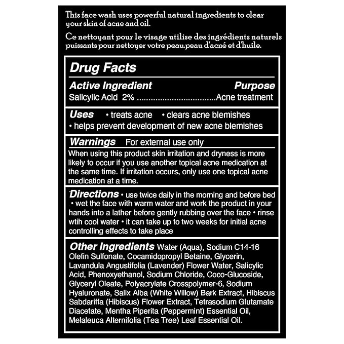 Brickell Men's Acne Face Wash for Men, Acne Face Wash to Cleanse Skin and Eliminate Acne, Clears Breakouts, With 2% Salicylic Acid, Hyaluronic Acid, and Tea Tree Oil, 6 Ounces