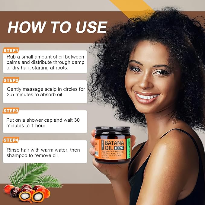 WEEMOTD 100% Raw Batana Oil for Hair, Unrefined Conditioning Scalp Oil from Honduras, Moisturizing Hair Mask, Adds Shine & Softness for Men & Women (2 Fl Oz, Bright Coffee)