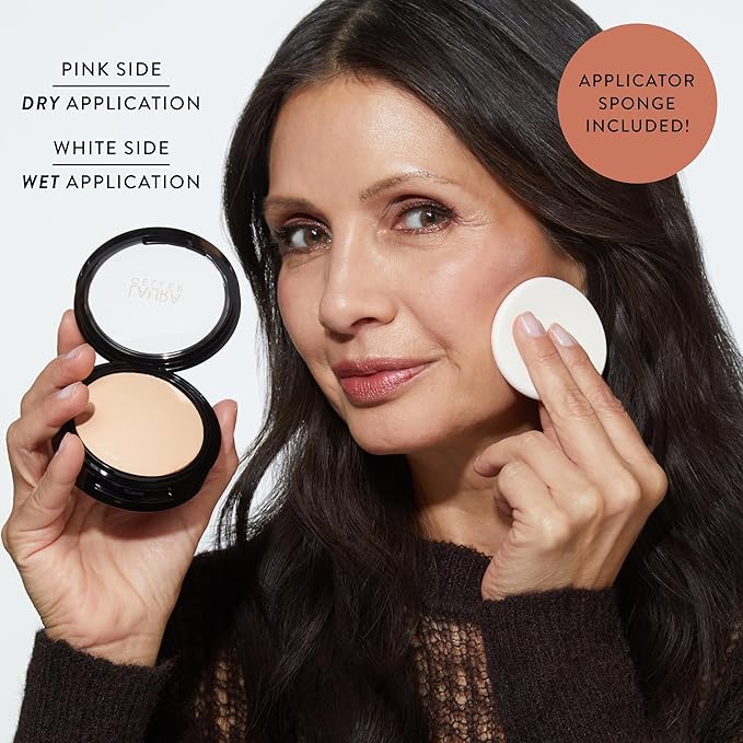 LAURA GELLER NEW YORK Baked Double Take Powder Foundation – Longwear Buildable Medium to Full Coverage – Matte Finish – Non-Caking Formula– Handmade in Italy – Mature & Sensitive Skin – Medium