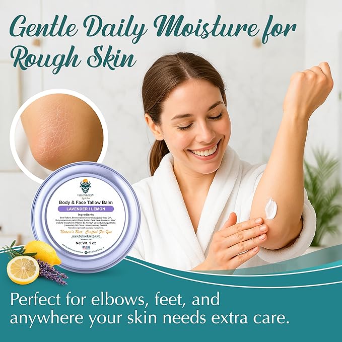 Grass-Fed Beef Tallow Balm for Face & Body - Lavender & Lemon - 1oz