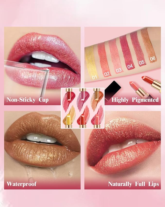 Metallic Shimmer Gold Lipstick for Women, Long Lasting, High Pigment-01