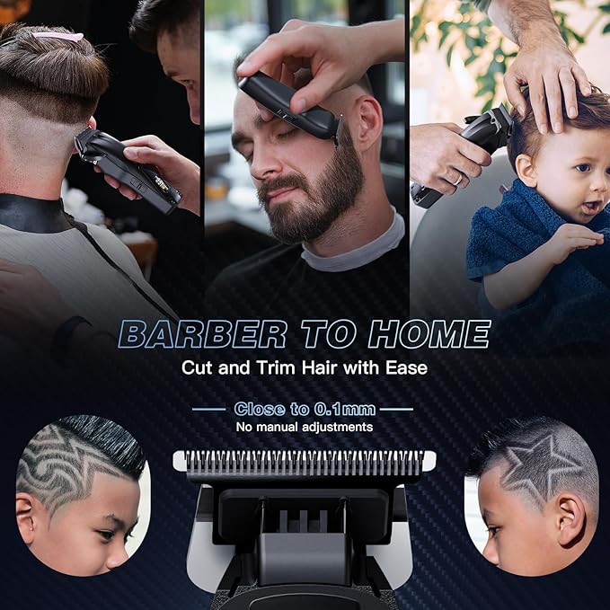 QQTIN Hair Clippers for Men Professional, Cordless Clippers and Trimmers Set for Hair Cutting, 8500RPM Rechargable Electric Hair Trimmer for Self-Haircut and Family Use (Black)