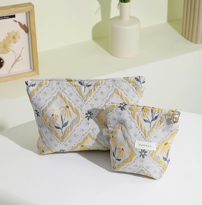 getgto 2 Pcs Makeup Bags, Large Cosmetic Bag Travel Toiletry Bag