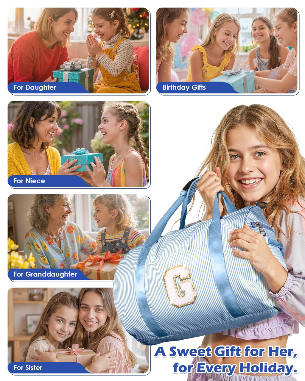 Vogewood Teen Girl Gifts Trendy Stuff, Initial Girls Travel Duffle Bag Kids
