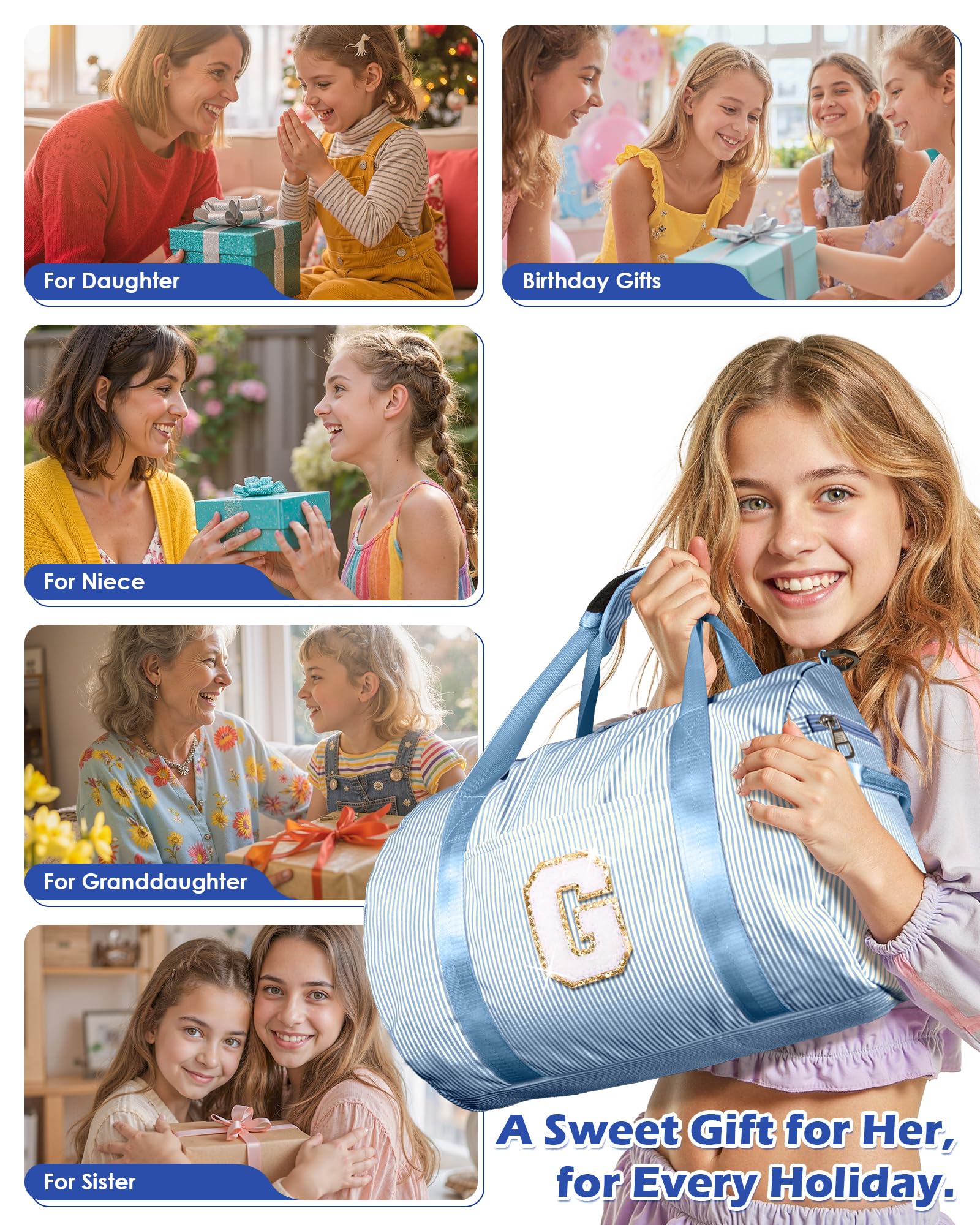 Vogewood Teen Girl Gifts Trendy Stuff, Initial Girls Travel Duffle Bag Kids