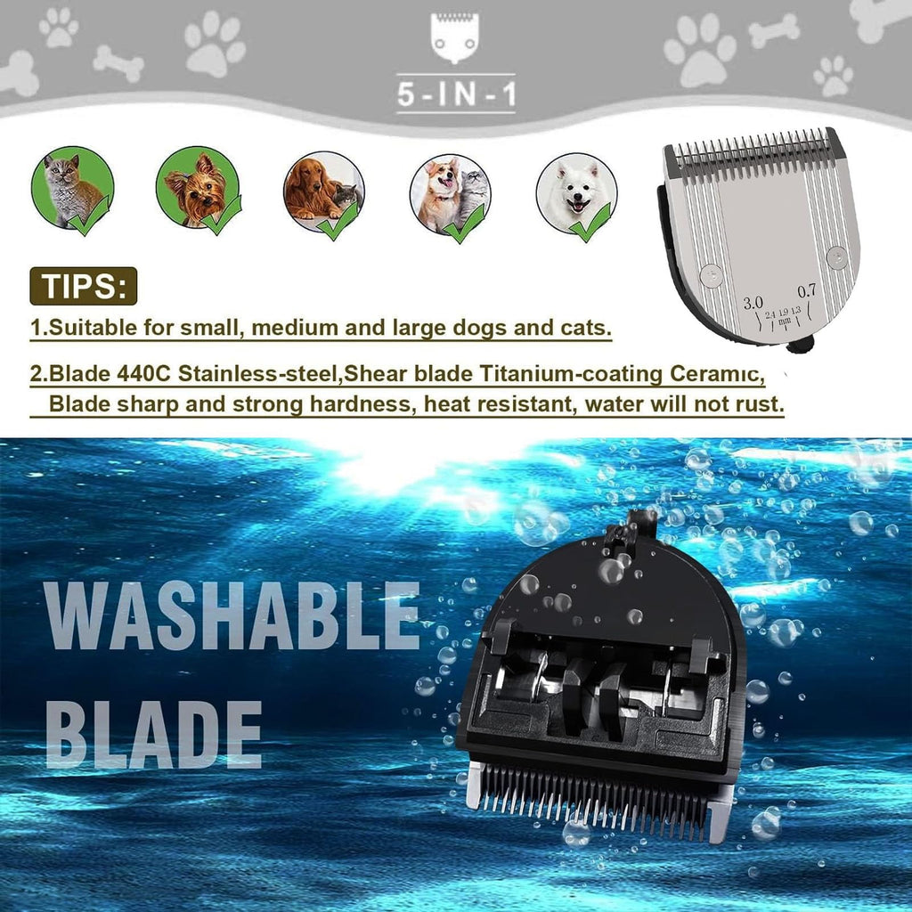 Audoc 5 in 1 Blades Adjustable Dog Grooming Replacement Blades, Silver