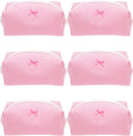 Cozy Makeup Bag for Women,Zipper Cosmetic Pouch,Stripe Candy Pink,6 Pack