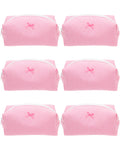 Cozy Makeup Bag for Women,Zipper Cosmetic Pouch,Stripe Candy Pink,6 Pack