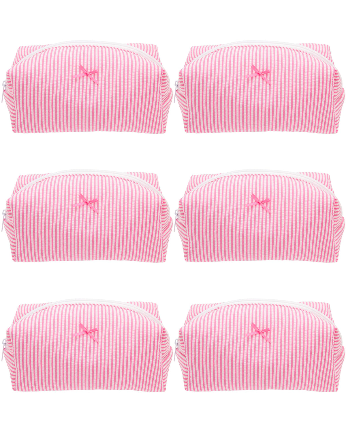 Cozy Makeup Bag for Women,Zipper Cosmetic Pouch,Waffle Cream White,6 Pack