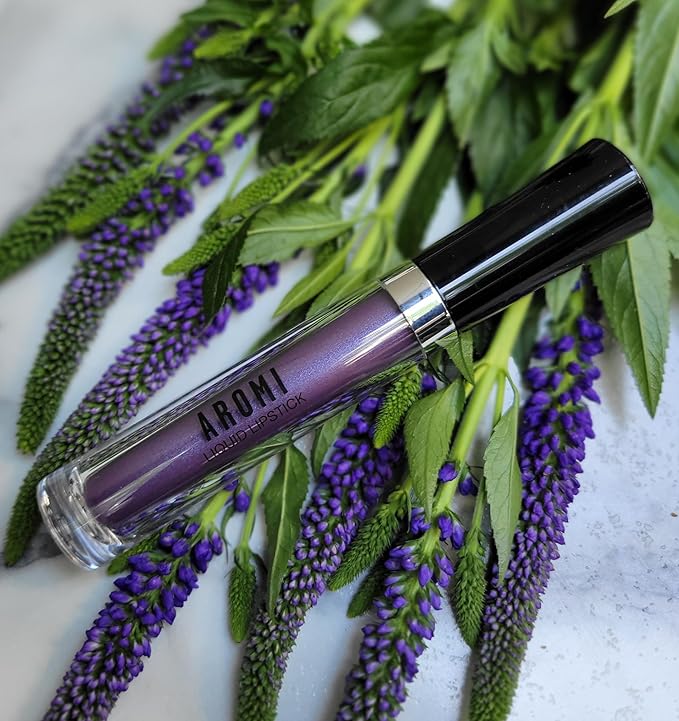 Aromi Silver Plum Metallic Liquid Lipstick, Dark Violet Shade