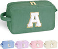 YOOLIFE Travel Makeup Bag Cosmetic Bags - 4 5 6 7 8 9 10 11 12 13 Year Old Girl Birthday Gift Monogram Initial Cute Make Up Bag for Kids Teen Girls Stuff Personalized Teen Girl Gift Green Letter A