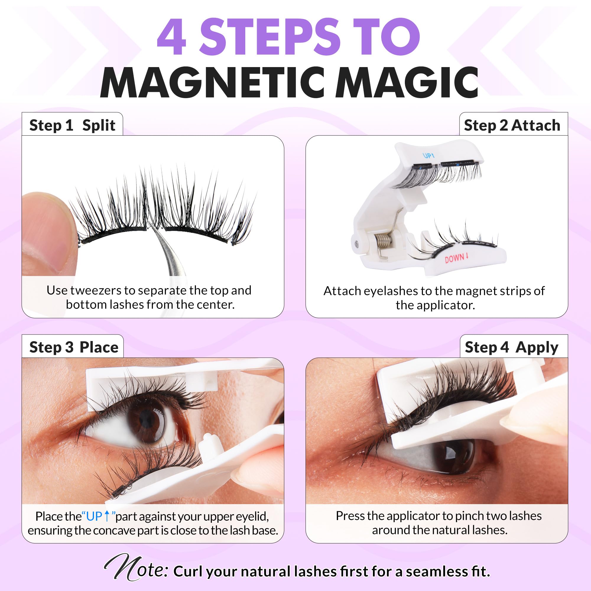 Bepholan Soft Magnetic Eyelashes, Reusable Magnetic Lashes with Applicator, Glue-free Natural Fake Lashes without Eyeliner, Easy to Wear and Remove (CS100)