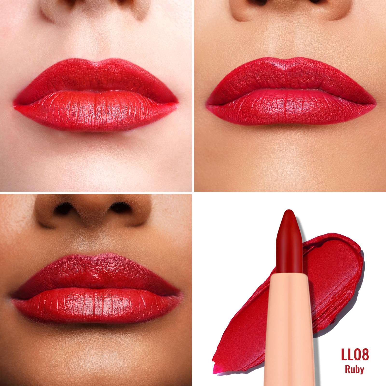 Oulac Waterproof Lipliner Pencil - Smooth and Creamy, Retractable Lip Makeup for Precision Application, Vegan & Cruelty-Free, LL08 Ruby