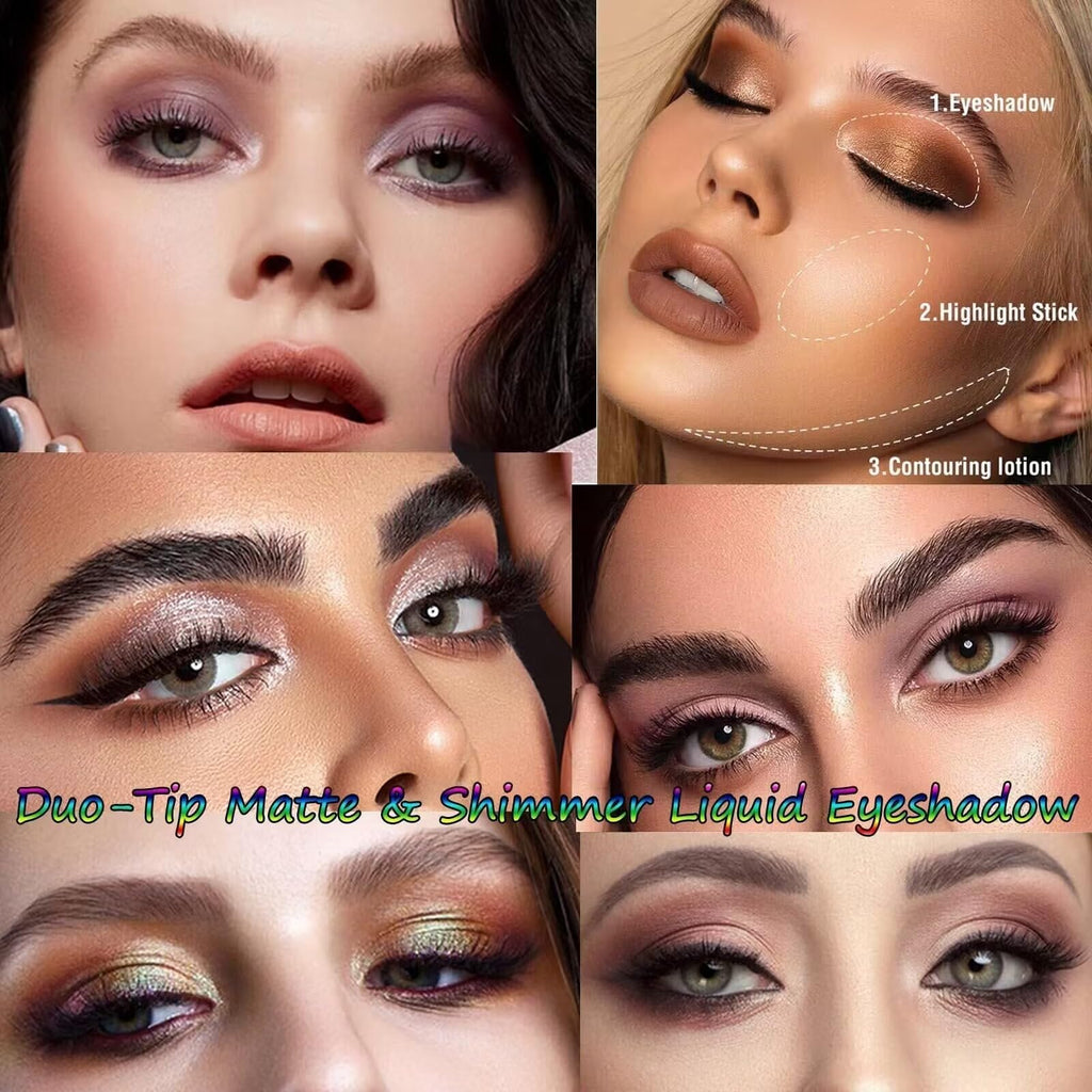 MiaSarah Metallic Brown Liquid Eyeshadow Matte Glitte Eyeshadow Sticks For Eyes Pencil Primer Base Quick Drying Waterproof Long Lasting Highlight Stick Shadow Pen Eye Makeup(#6)