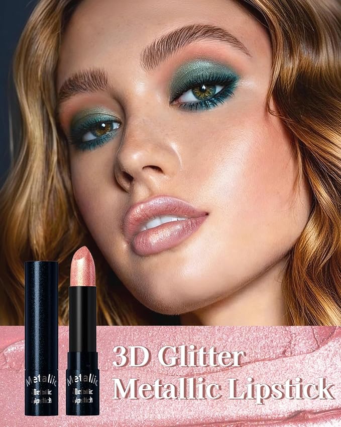 Metallic Lipstick,Light Nude Pink Shimmer Lipstick for Halloween-01
