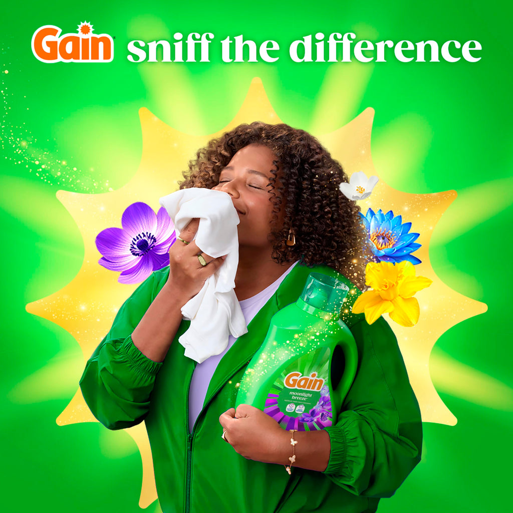 Gain Liquid Laundry Detergent with Odor Defense, Moonlight Breeze Scent, Laundry Soap For HE Washing Machines, 132 fl oz, 100 Loads (Packaging May Vary)