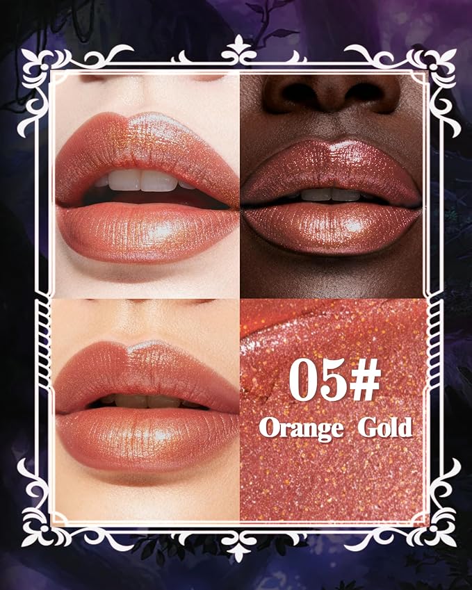 Metallic Lipstick, Orange Gold Shimmer Lipstick for Halloween 1 PC-05