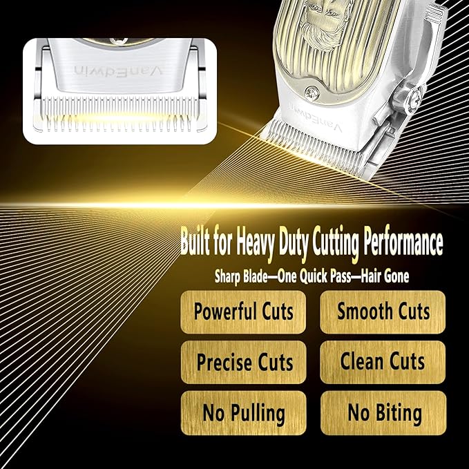 Hair Clippers for Men Professional with Absolutely Heavy-Duty Cutting Performance, Barber Clippers for Haircutting, Hair/Beard Fade Trimmer, High-Power Motor, Metal Housing, Corded/Cordless Operation