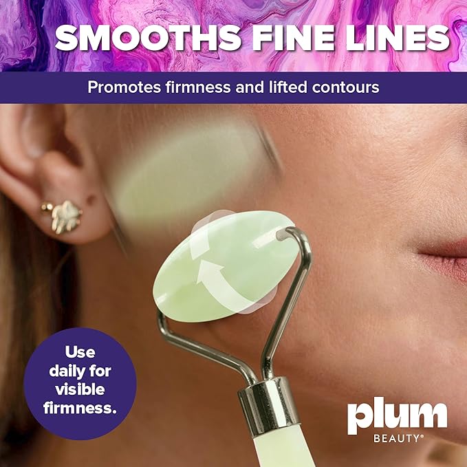 Plum Beauty Jade Roller - Face Roller, Gua Sha Facial Tools, Pack of 1
