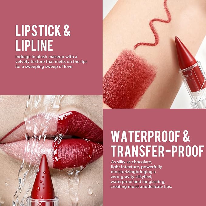 Brown Lipstick Gradient Matte Lipsticks Lip Liner Combo Set for Women Waterproof Long Lasting Lip Stick Pencil Cream Lip Liner and Lipstick Combo Makeup, E2