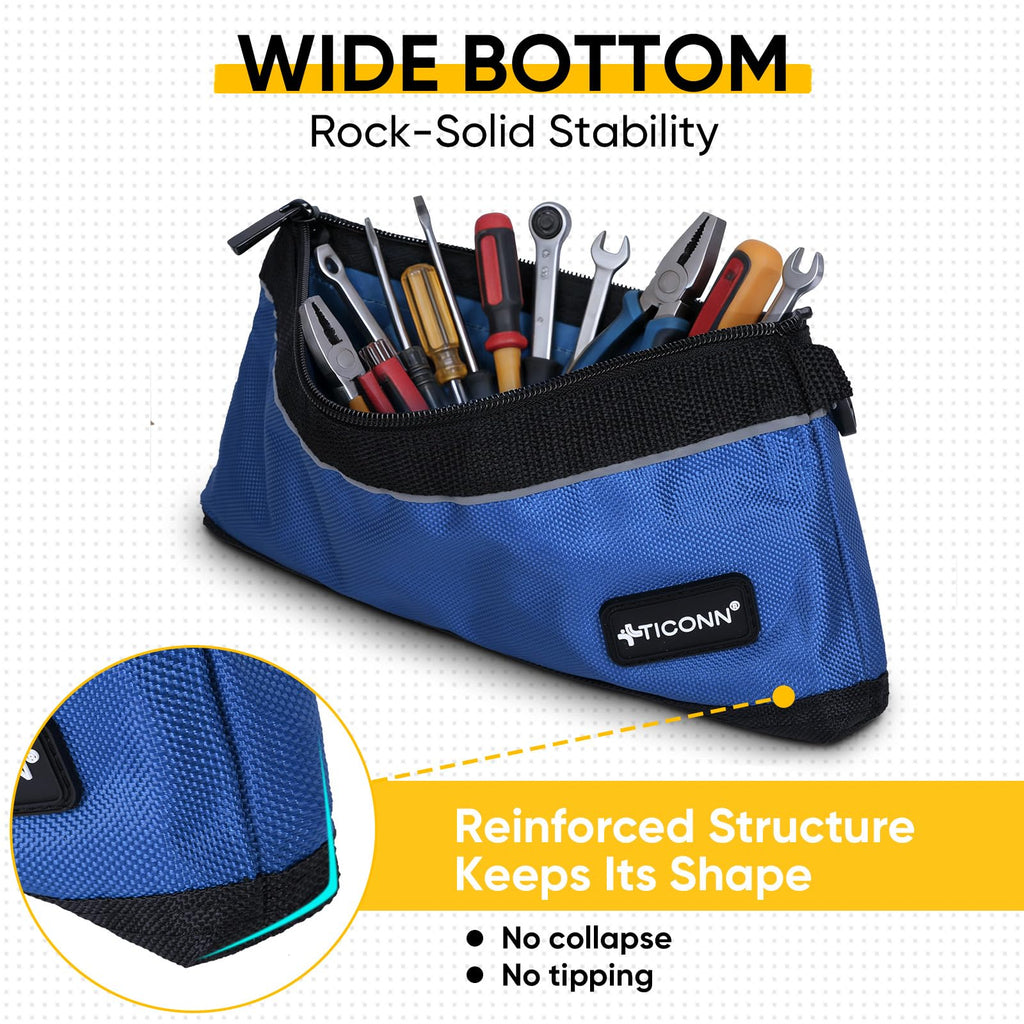 TICONN Tool Pouches with Zipper, 1680D Oxford Small Tool Bags, Waterproof Utility Bag Zipper Pouch for Tool Organizers and Storage (9 Pack Large)