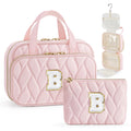 YOOLIFE Personalized Birthday Gifts for Women Teen Girls - Hanging Toiletry Bag Makeup Bag for Women Girls, Initial Toiletry Bag Makeup Bag, Letter B, Pink