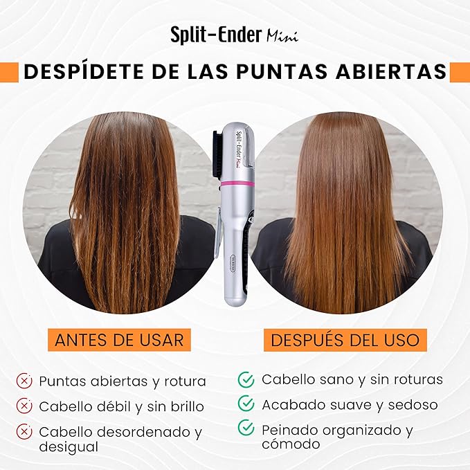 Split Ender Mini – Original Cordless Split End Hair Trimmer for Dry, Damaged, Brittle, Broken, Curly, Frizzy, or Straight Hair – Battery Operated (3 AAA) – At Home Hair Care & Styling Tool – Pink