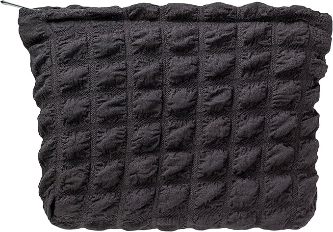Flat Makeup Bag for Women,Zipper Cosmetic Pouch for Purse,Bubble Black