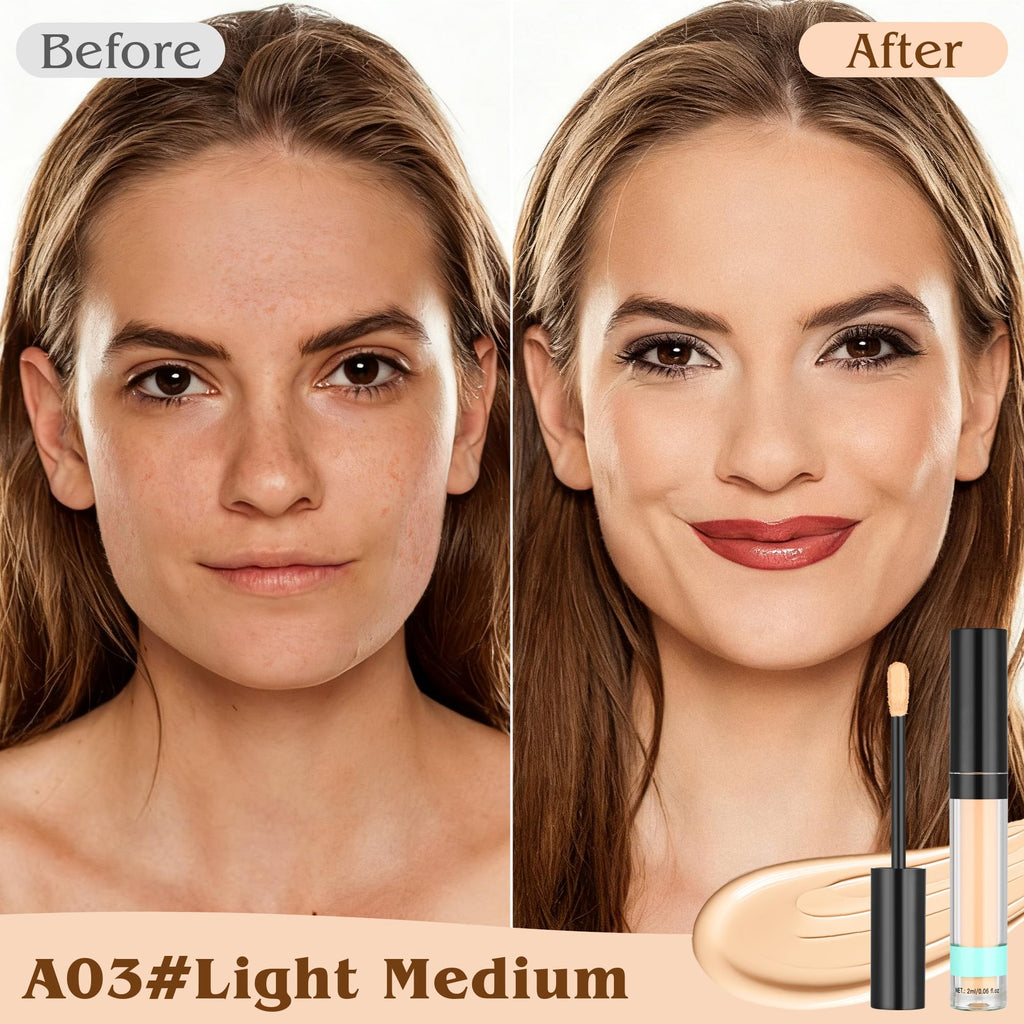 Under Eye Concealer, Full-Coverage Concealer Foundation Makeup for Women, Covers Blemishes & Under-Eye Circles, Spots, Matte Finish, Redness & Discoloration, Vegan & Cruelty-Free 03#Light Medium