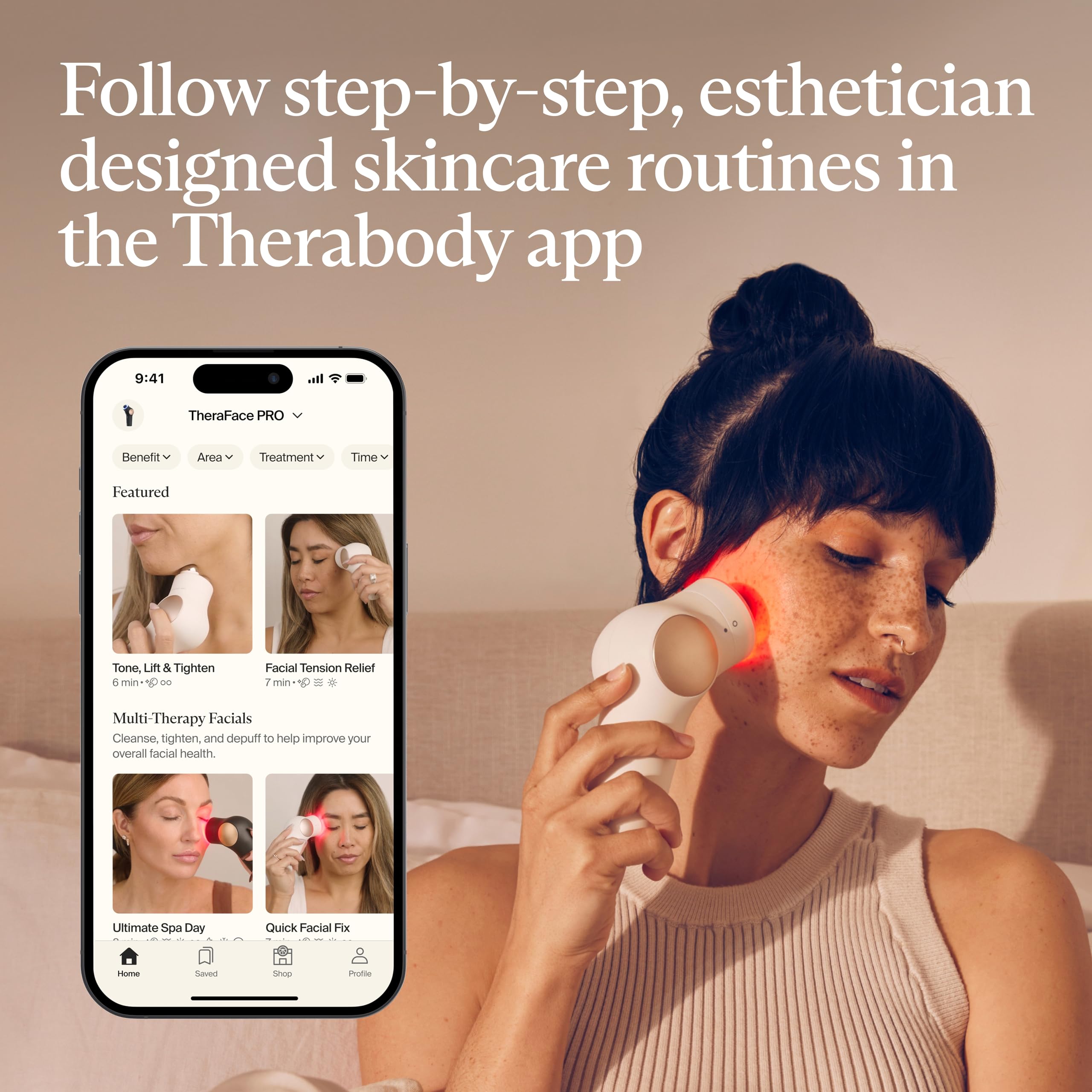 TheraFace Therabody TheraFace PRO - Microcurrent Facial Device, 8-in-1 Compact Face Massager&Facial Sculpting Tool with Light Therapy for Skin Tightening, Anti Wrinkle, Anti Aging & Skin Care (White)