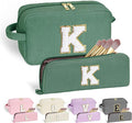 Yoolife Travel Initial Letter Cosmetic Bag - Green for Makeup Brushes & Personalized Teens' Birthdays