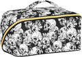 MNSRUU Makeup Organizer Bag, Skull and Flowers Travel Makeup Bags Makeup Vanity Case Large Capacity Rhombus Cosmetic Toiletry Bag for Girl Women Ladies