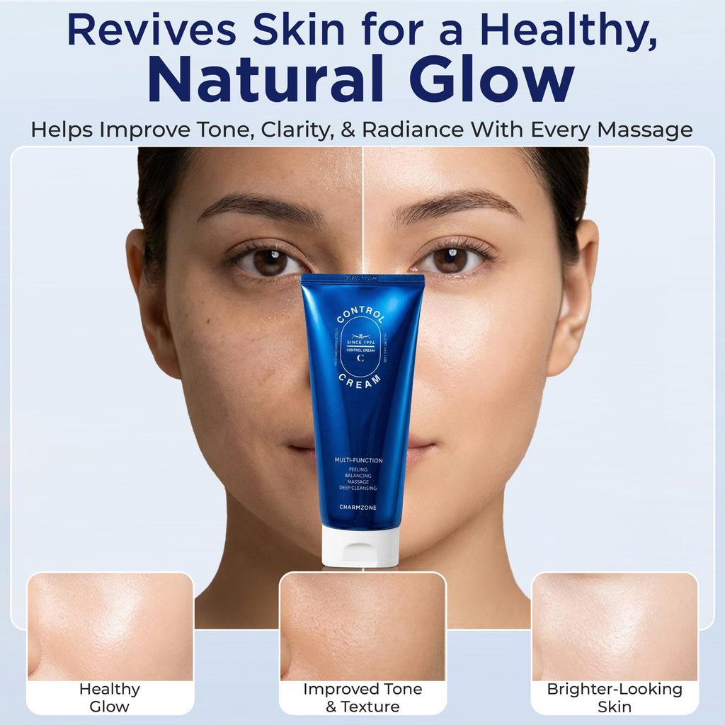 CHARMZONE Control Cream [NEW VERSION] – Korean Skincare Exfoliating Face & Body Massage Cream for Removing Sebum & Dead Skin Cells, Hydrating Self-Massage Moisturizer (150ml / 5.07 fl oz)