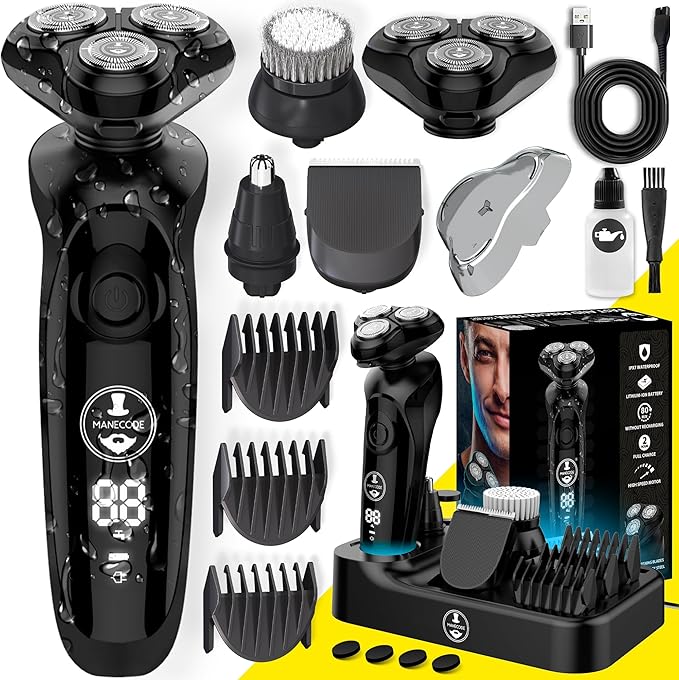 MANECODE® 7-in-1 Electric Razor for Men - Shaver with Floating 8 Contouring Technology® and IQ Cleaning Sensor®