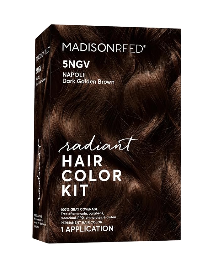 Madison Reed Radiant Hair Color Kit - 5NGV Dark Golden Brown with Warm Tones (Napoli Brown), Permanent Hair Dye, Superior Gray Coverage & Dimensional Color | PPD-Free & Ammonia-Free, 1 Pack