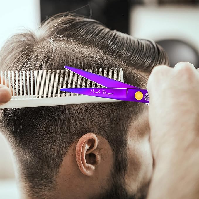 Purple Dragon 5.5 inch Hair Cutting Scissors Set with Razor - Purple