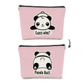 BARPERY Panda Gifts Pink Makeup Bag,Gifts for Panda Lover Wonmen Girls,Cute Baby Panda Guess What It's Pug Butt Cosmetic Bag,Makeup Case for Teen Girls Daughter, Panda Accessories