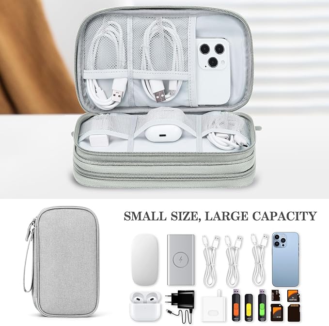 FYY Electronic Organizer, Travel Tech Pouch Bag, Medium, Grey
