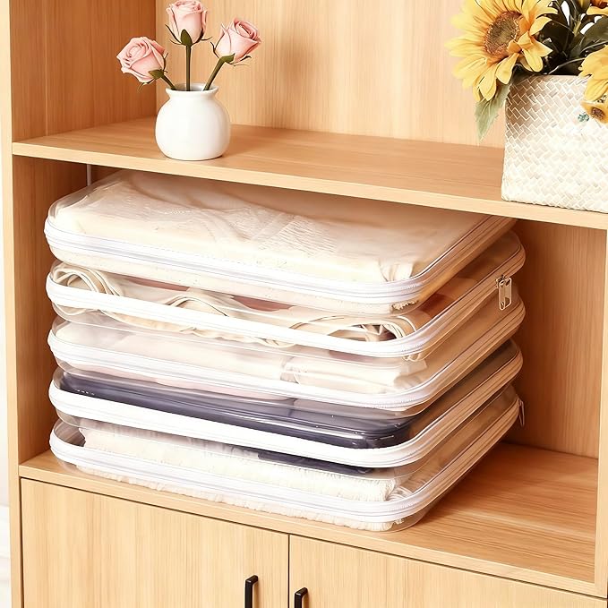 3PCS Clear Hard Shell Zipper Case Large14*12*2in,Travel Toiletry Makeup Bag